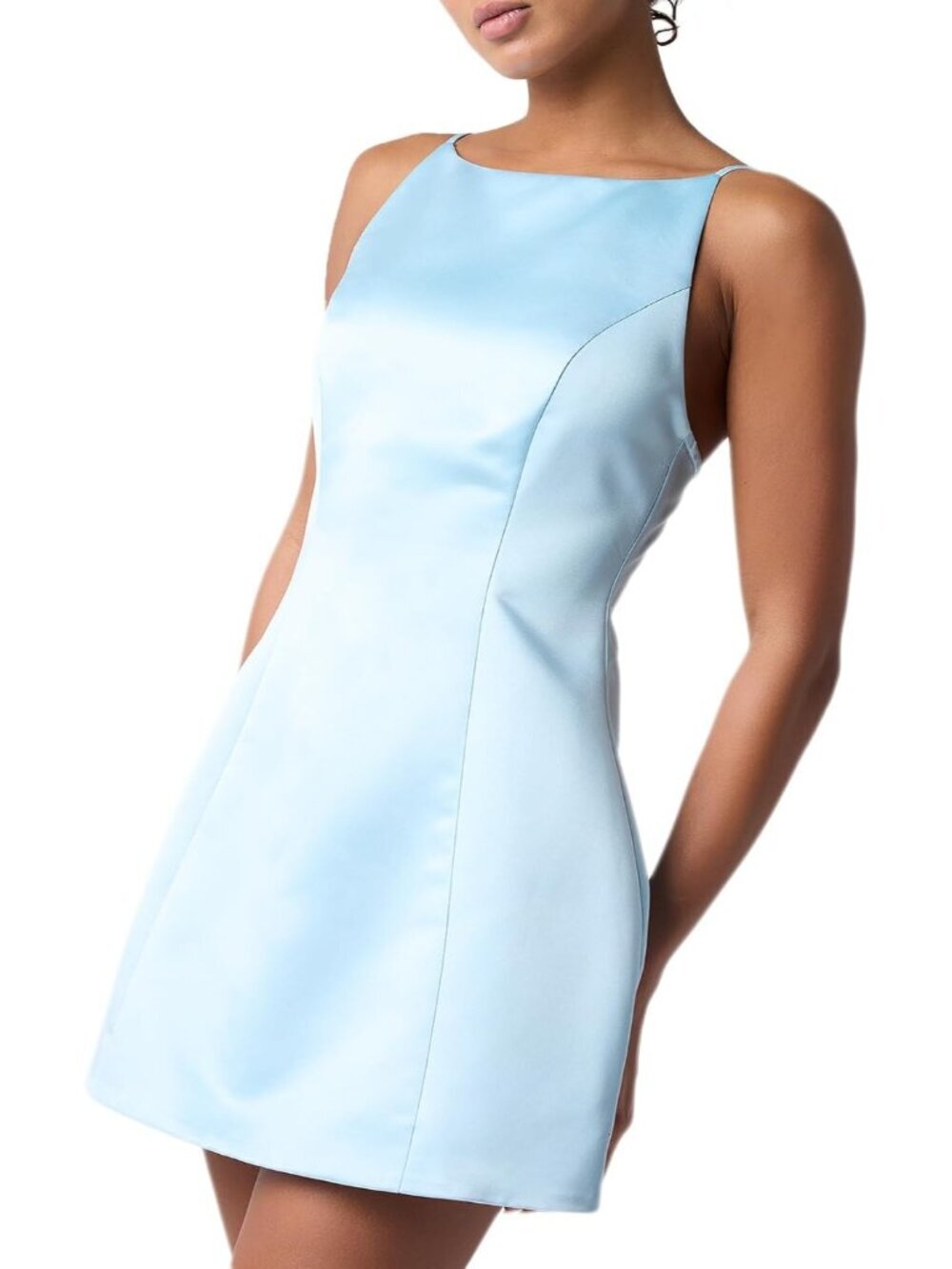 〽️Women's Light Blue Cody A LINE Imported Polyester Zipper Cocktail Mini Dress